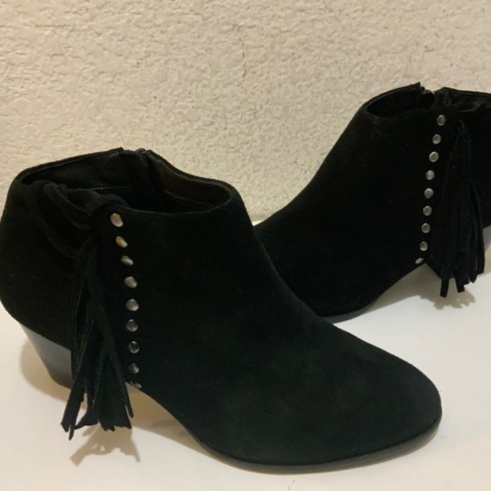 Vionic Faros Fringed Bootie Ankle Boot Black Sued… - image 4